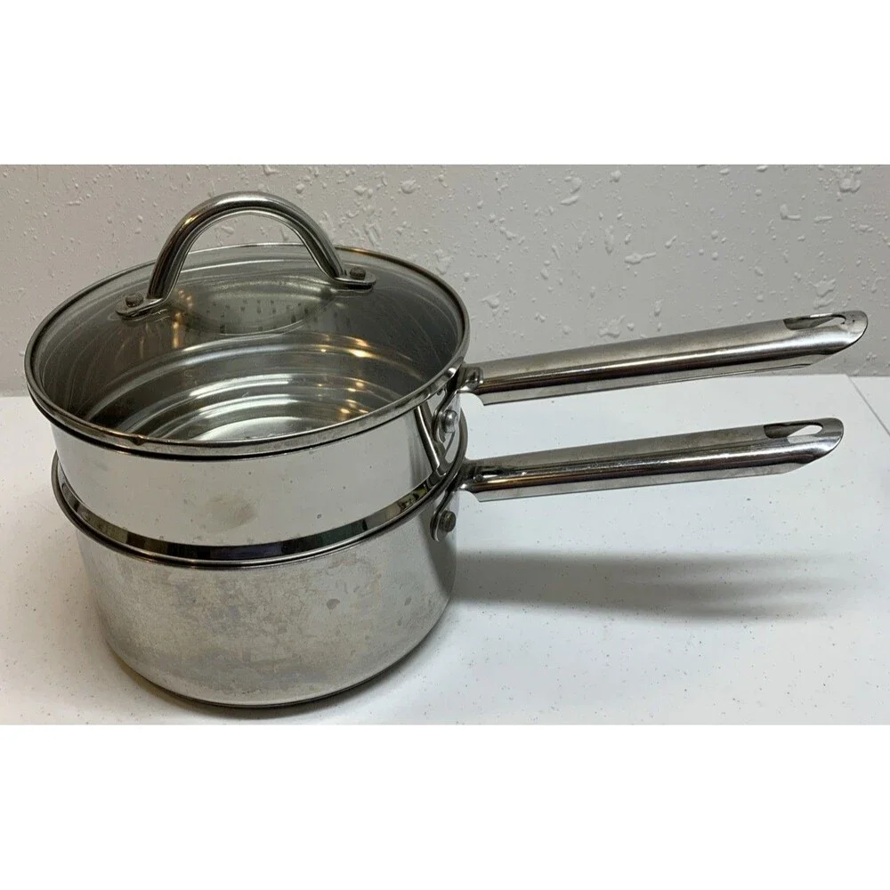 Wolfgang Puck Cafe Collection 3 Qt Saucepan Steamer Glass Lid 18/10 Stainless